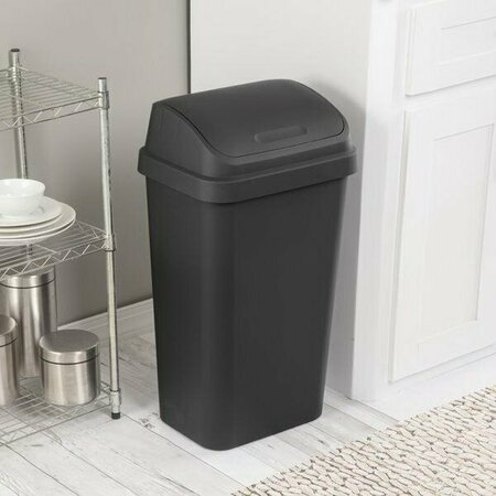 STERILITE WASTEBASKET 13 GAL BLK SWTOP 10899004